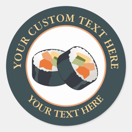 Sushi aangepaste tekst Logo icoon Classic ronde St Ronde Sticker (Voorkant)