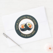 Sushi aangepaste tekst Logo icoon Classic ronde St Ronde Sticker (Envelop)