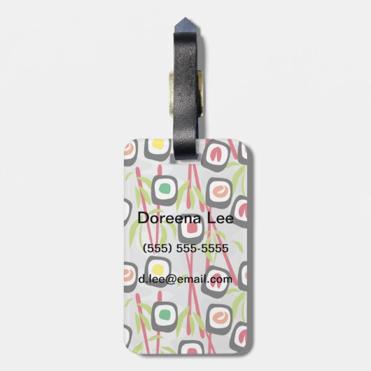 Sushi achtergrond bagagelabel (Achterkant verticaal)