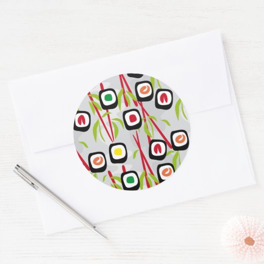 Sushi achtergrond ronde sticker (Envelop)