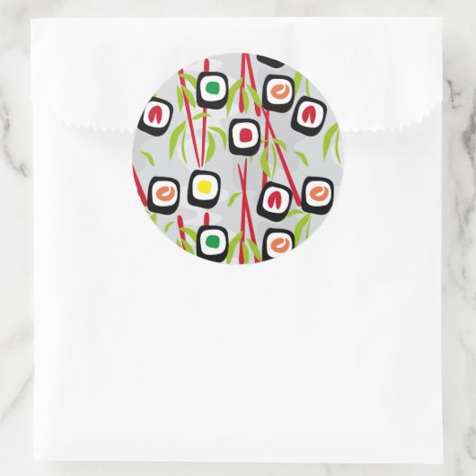 Sushi achtergrond ronde sticker (Tas)