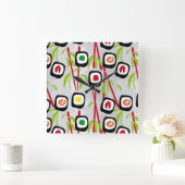 Sushi achtergrond vierkante klok (Huis)