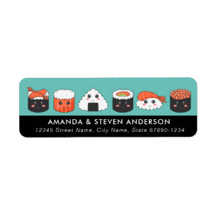 Sushi-adreslabels Etiket