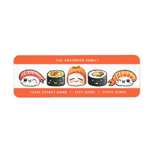 Sushi-adreslabels Etiket