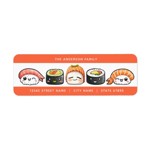 Sushi-adreslabels Etiket (Voorkant)