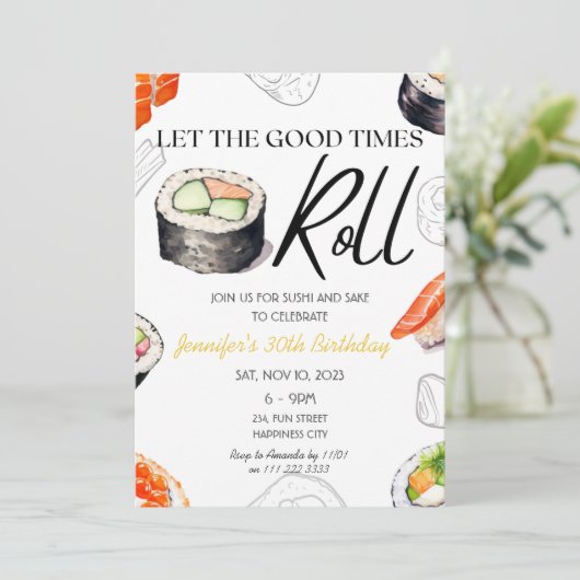 Sushi Adult Verjaardagsdiner The Good Times Roll Kaart (Staand voorkant)