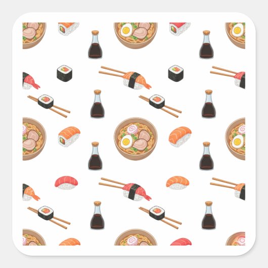 Sushi and Ramen Pattern Design Sticker (Voorkant)