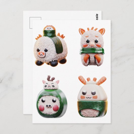 Sushi Animal, postcrossing Briefkaart (Voorkant / Achterkant)