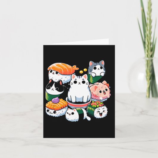 Sushi Anime Cat Sushi Lover Gift Kaart (Voorkant)