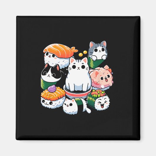 Sushi Anime Cat Sushi Lover Gift Magneet (Voorkant)