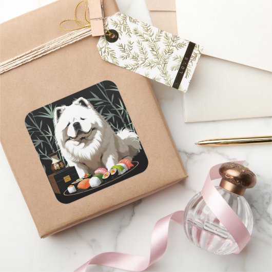 SUSHI ANYONE - Cream Chow Vierkante Sticker (Geschenken)