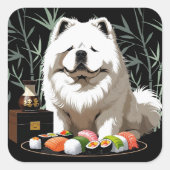 SUSHI ANYONE - Cream Chow Vierkante Sticker (Voorkant)
