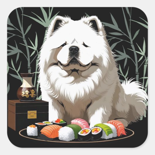 SUSHI ANYONE - Cream Chow Vierkante Sticker (Voorkant)
