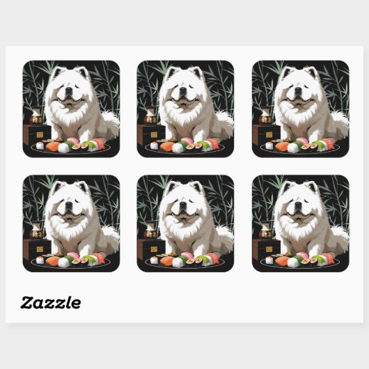 SUSHI ANYONE - Cream Chow Vierkante Sticker (Vel)