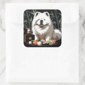 SUSHI ANYONE - Cream Chow Vierkante Sticker (Tas)