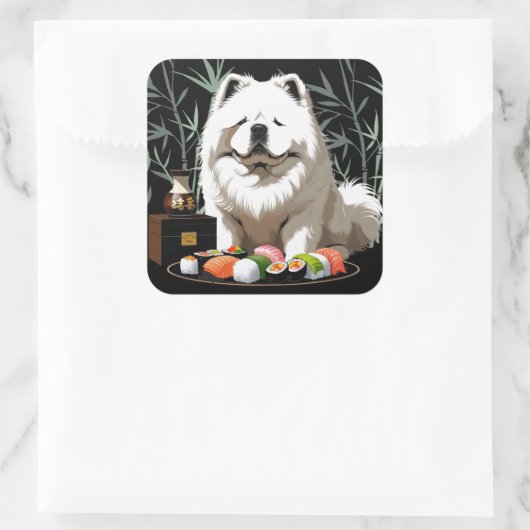 SUSHI ANYONE - Cream Chow  Vierkante Sticker (Tas)