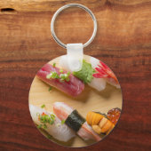 Sushi Art Keychain – Classic Nigiri on Wooden Boar (Achterkant)