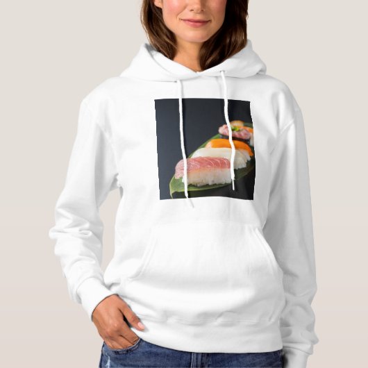 Sushi art on a leaf hoodie (Voorkant)