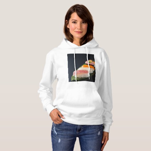 Sushi art on a leaf hoodie (Voorkant volledig)