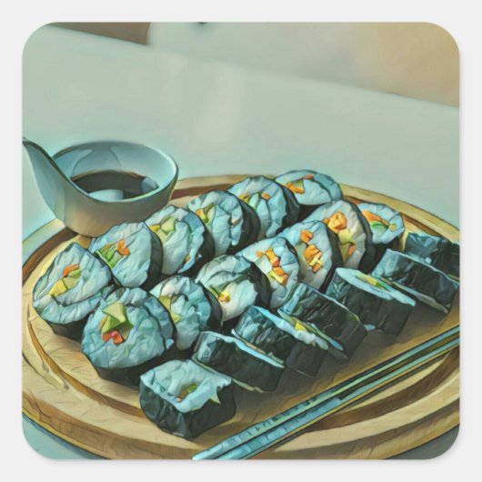 Sushi Artwork Vierkante Sticker (Voorkant)