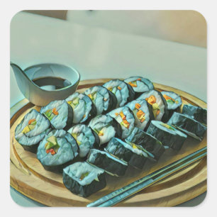  Sushi Artwork Vierkante Sticker