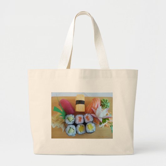 Sushi Asia Fish Rice Food Grote Tote Bag (Voorkant)