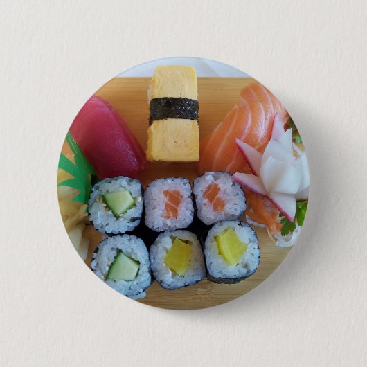 Sushi Asia Fish Rice Food Ronde Button 5,7 Cm (Voorkant)