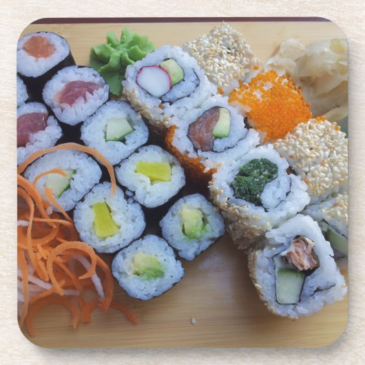 Sushi Asia Rice Fish Food Zee Onderzetter (Voorkant)