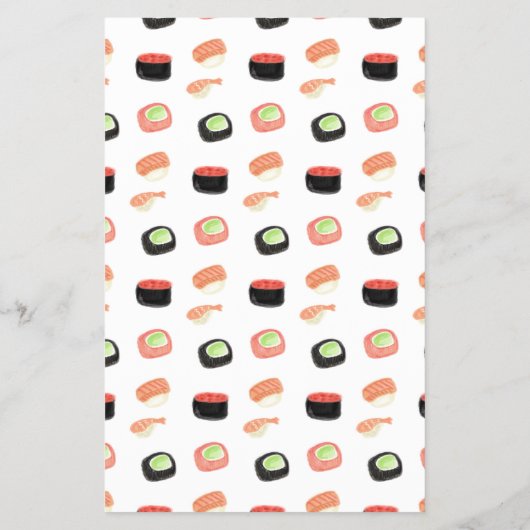 Sushi Asian Restaurant Watercolor Pattern Menu (Achterkant)