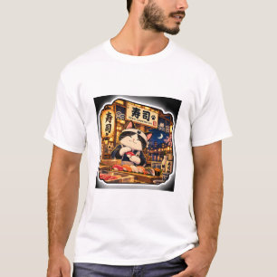 Sushi Bar Cat T-Shirt   Japanse Sushi Bar Kunst