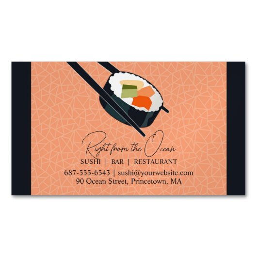 Sushi Bar Restaurant Magnetisch Visitekaartje (Voorkant)