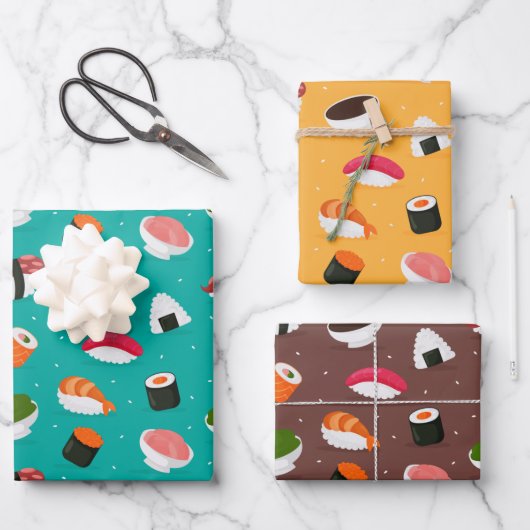 Sushi Bar Wrapping Paper Set van 3 (Voorkant)