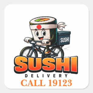 🍣 Sushi Bezorgchauffeur Teamuniform 🚴 Vierkante Sticker
