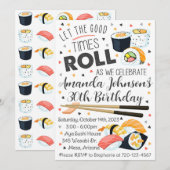 Sushi Birthday Invitation, Sushi Uitnodiging (Voorkant / Achterkant)