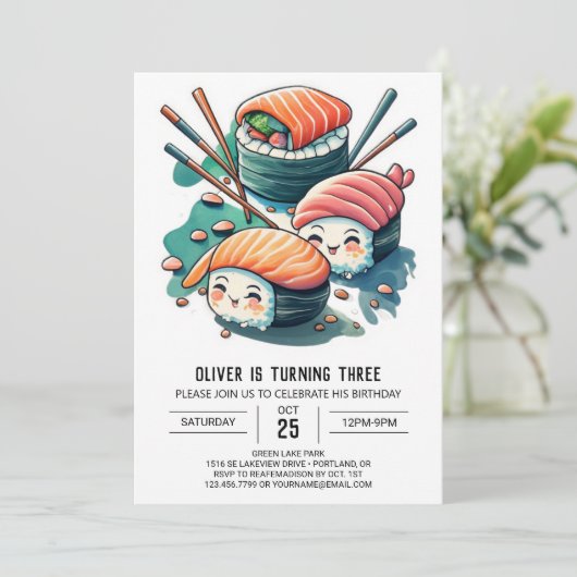 Sushi Birthday Kaart (Staand voorkant)