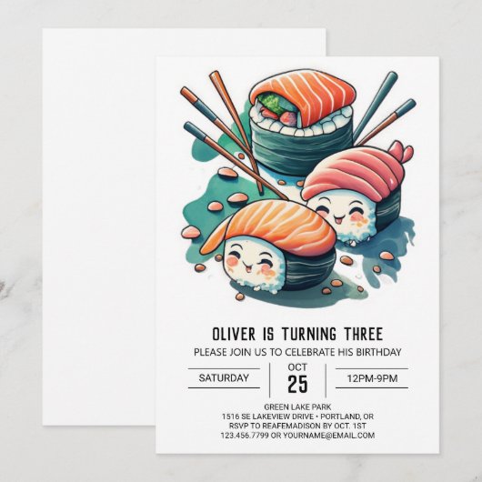 Sushi Birthday Kaart (Voorkant / Achterkant)