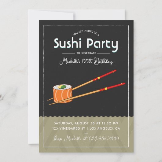 Sushi Birthday Party Invitation Kaart (Voorkant)