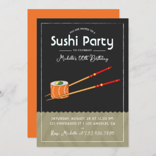 Sushi Birthday Party Invitation Kaart