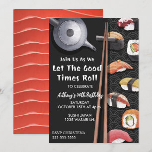 Sushi Birthday Party Invitation Kaart