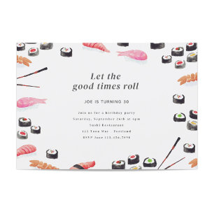 Sushi Birthday Party Invitation Kaart