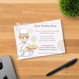 Sushi Birthday Party Invitation with Cute Anime  Acryl Uitnodigingen