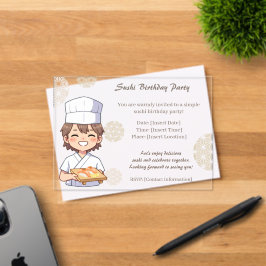 Sushi Birthday Party Invitation with Cute Anime  Acryl Uitnodigingen
