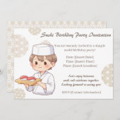Sushi Birthday Party Invitation with Cute Anime Kaart (Voorkant / Achterkant)