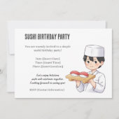 Sushi Birthday Party Invitation with Cute Anime  Kaart (Voorkant)