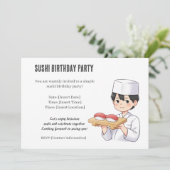 Sushi Birthday Party Invitation with Cute Anime  Kaart (Staand voorkant)
