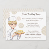 Sushi Birthday Party Invitation with Cute Anime  Kaart (Voorkant / Achterkant)