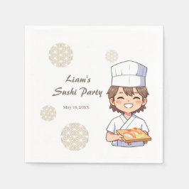 Sushi Birthday Party Invitation with Cute Anime  Servet