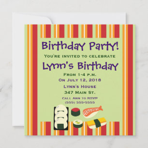 Sushi Birthday Party Invitations Kaart