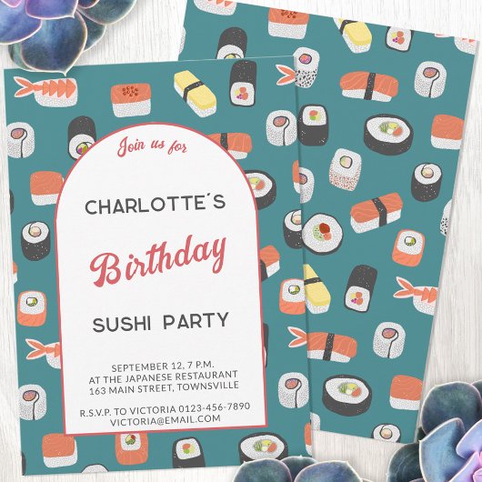 Sushi Birthday Party Kaart