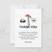 Sushi Birthday Party Modern Personalized Bedankkaart (Voorkant)
